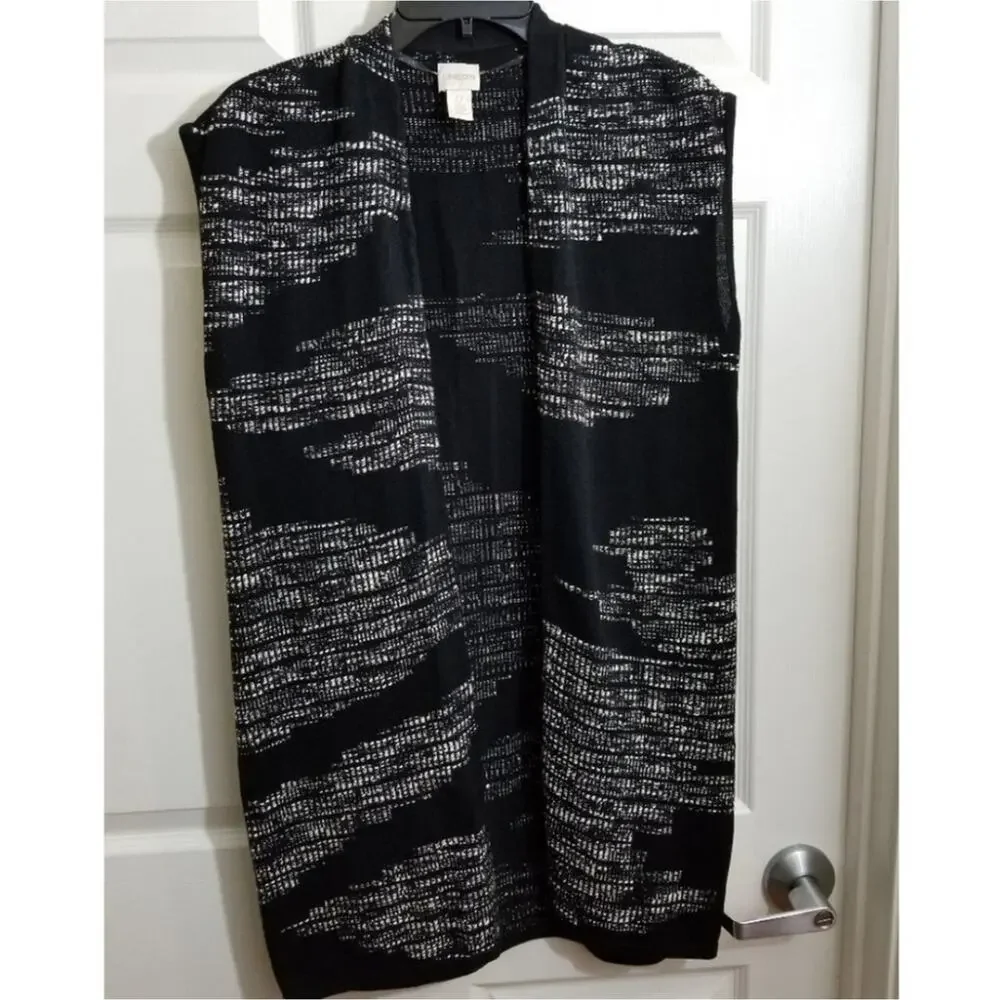 CHICO'S Aztec‎ boho black and white sweater vest Size 0 small
